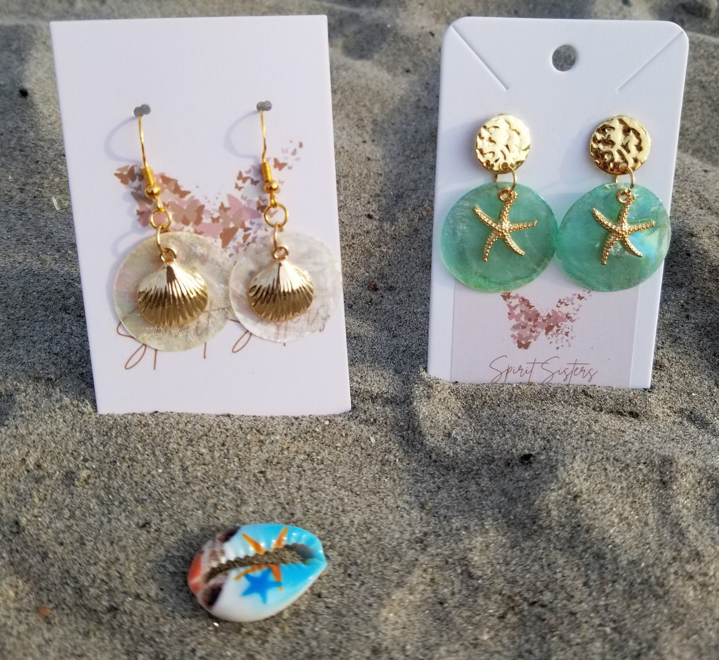 925 Silver & Stainless Steel Mother of Pearl Sea Shell Earrings, Hypo-Allergenic Gold Stainless Steel Hematite-Pearl Sea Shell Stud Earrings