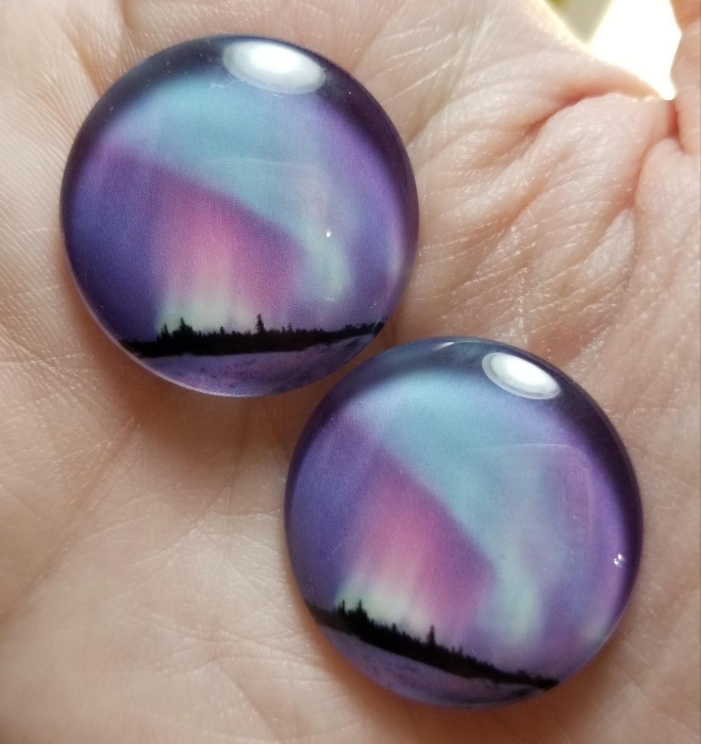 AB 20 mm Glass Round Flat Back Cabochons, 25 mm Glass Cabochons for Indigenous Beaded Earrings Supplies, Cabs for Indigenous Beaded Crafts