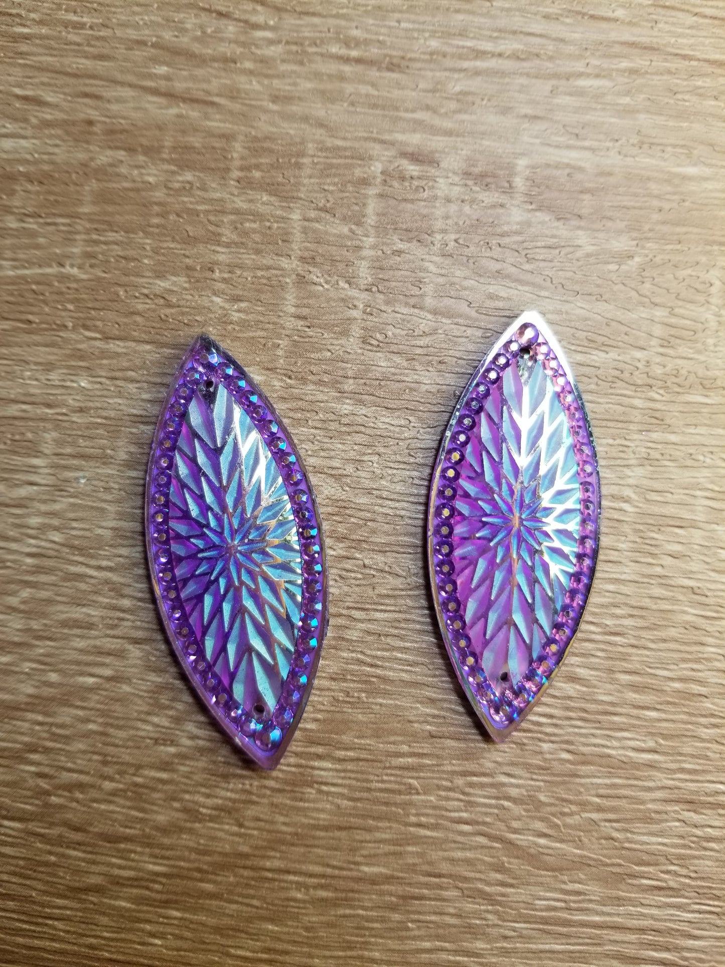 AB 19 x 49 mm Shiny Horse Eye Flat Back Cabochons, Flower Print Horse Eye Cabochons, Resin Cabs for Indigenous Beaded Earring Supplies