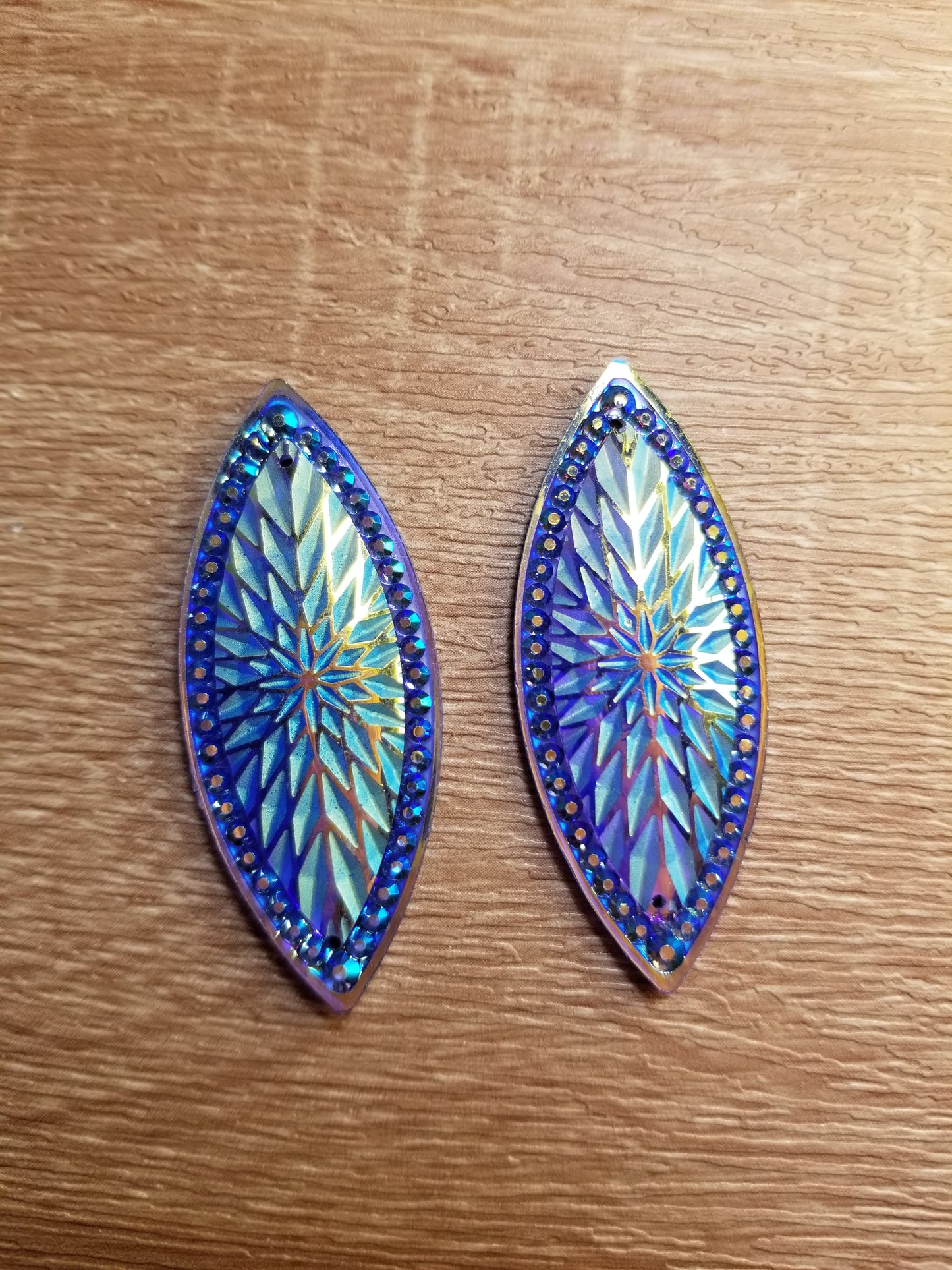 AB 19 x 49 mm Shiny Horse Eye Flat Back Cabochons, Flower Print Horse Eye Cabochons, Resin Cabs for Indigenous Beaded Earring Supplies