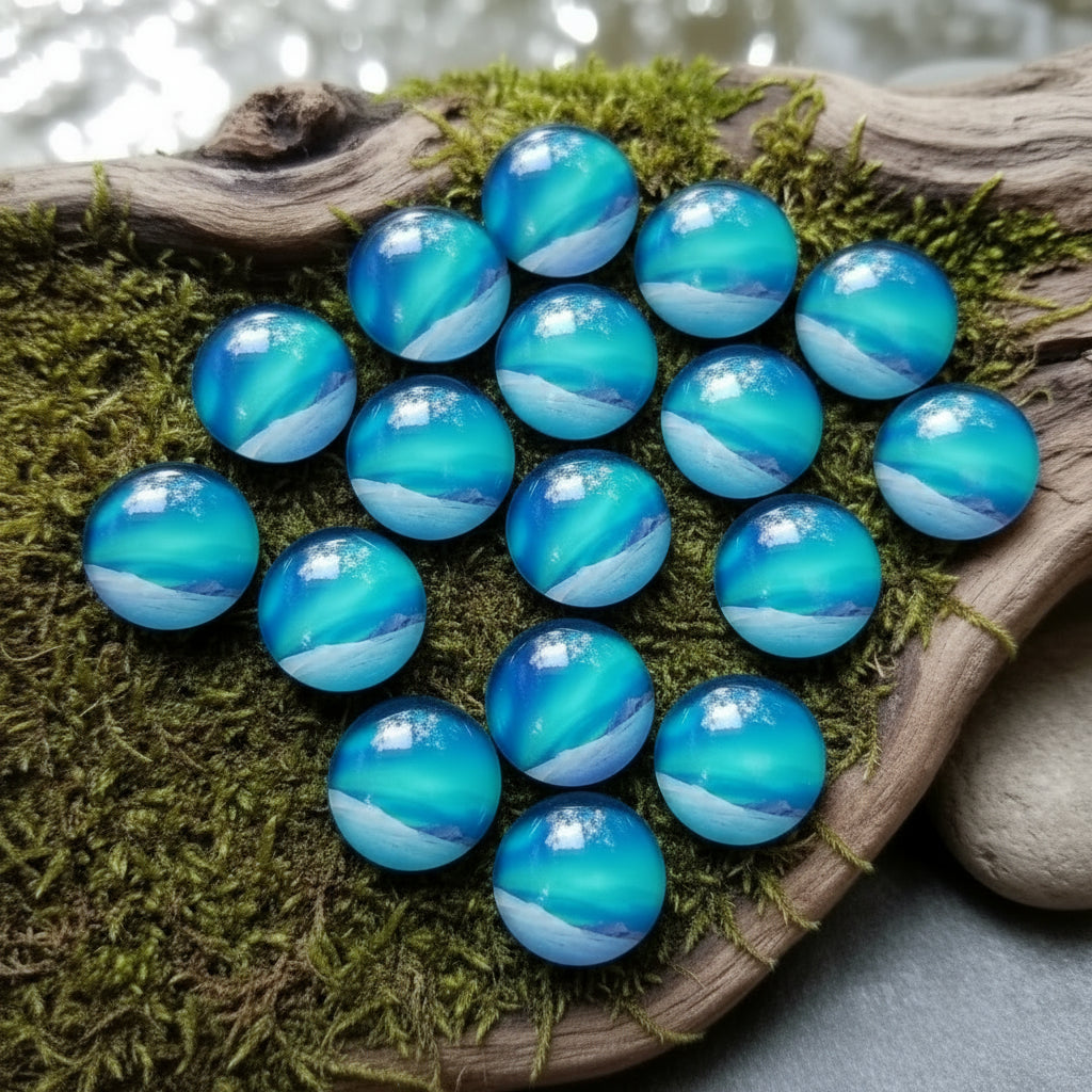 AB 20 mm Glass Round Flat Back Cabochons, 25 mm Glass Cabochons for Indigenous Beaded Earrings Supplies, Cabs for Indigenous Beaded Crafts