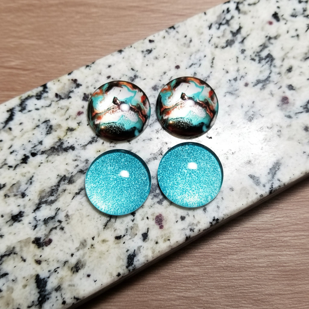 AB 20 mm Glass Round Flat Back Cabochons, 25 mm Glass Cabochons for Indigenous Beaded Earrings Supplies, Cabs for Indigenous Beaded Crafts