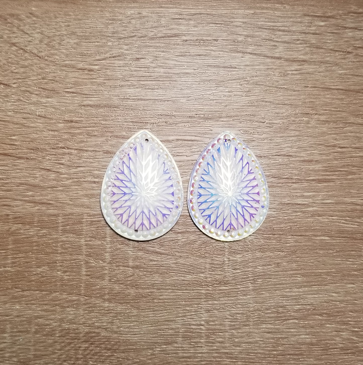 AB 30 x 40 mm Geometric pattern Tear Drop Flat Back Cabochons, Flower Print Cabochons, Resin Cabs for Indigenous Beaded Earring Supplies