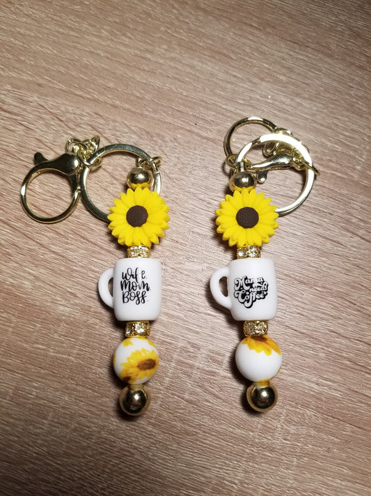 Flower Keychain bar, Wife Mother Boss Keychain,  Mama bear keychain bar,  Mama needs coffee keychain, Best mom ever keychain
