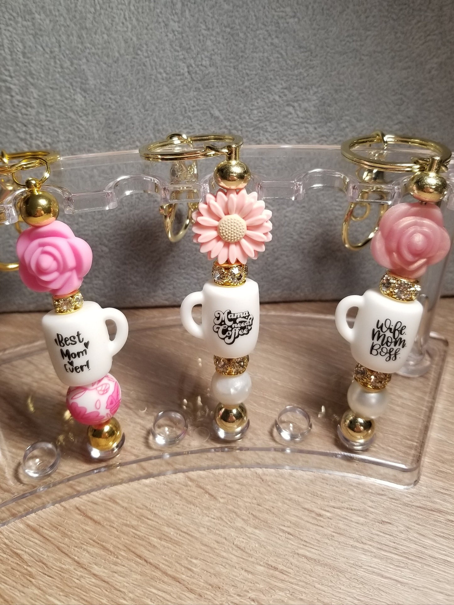 Flower Keychain bar, Wife Mother Boss Keychain,  Mama bear keychain bar,  Mama needs coffee keychain, Best mom ever keychain