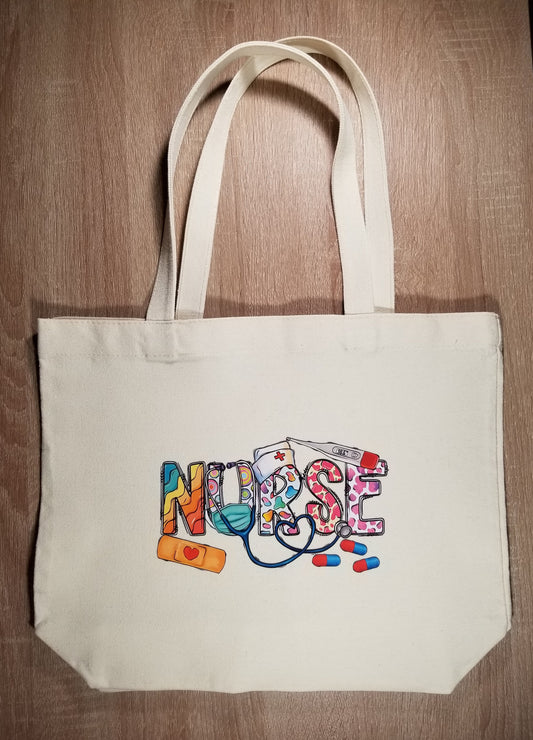 Love Nurse life Swag bag, Mom life Swag tote bag, RN Swag tote bag, Nurse Swag tote bag, "Coffee Scrubs and Rubber Gloves" Tote bag