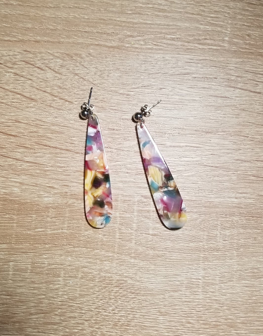 Tortoise Shell Drop Earrings, 925 Silver Studded Tortoise Shell Acrylic Drop Earrings, 925 Silver Tortoise Shell earrings
