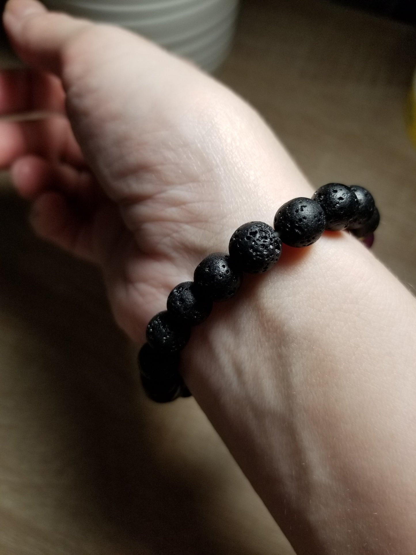 Chakra Bracelets made with Lava Stone and White Agate, Chakra Stone Bracelets, Semi-Precious Stone Chakra Bracelets