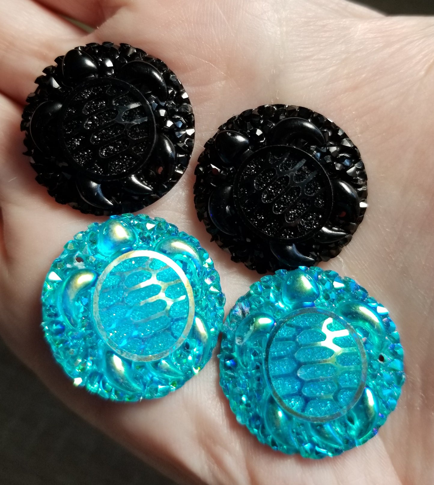 AB Turtle Shiny Round Flat Back Cabochons, Tear Drop Turtle Cabs, Horse Eye Cabs, Heart Cabs, Resin Cabs Indigenous Beaded Earring Supplies