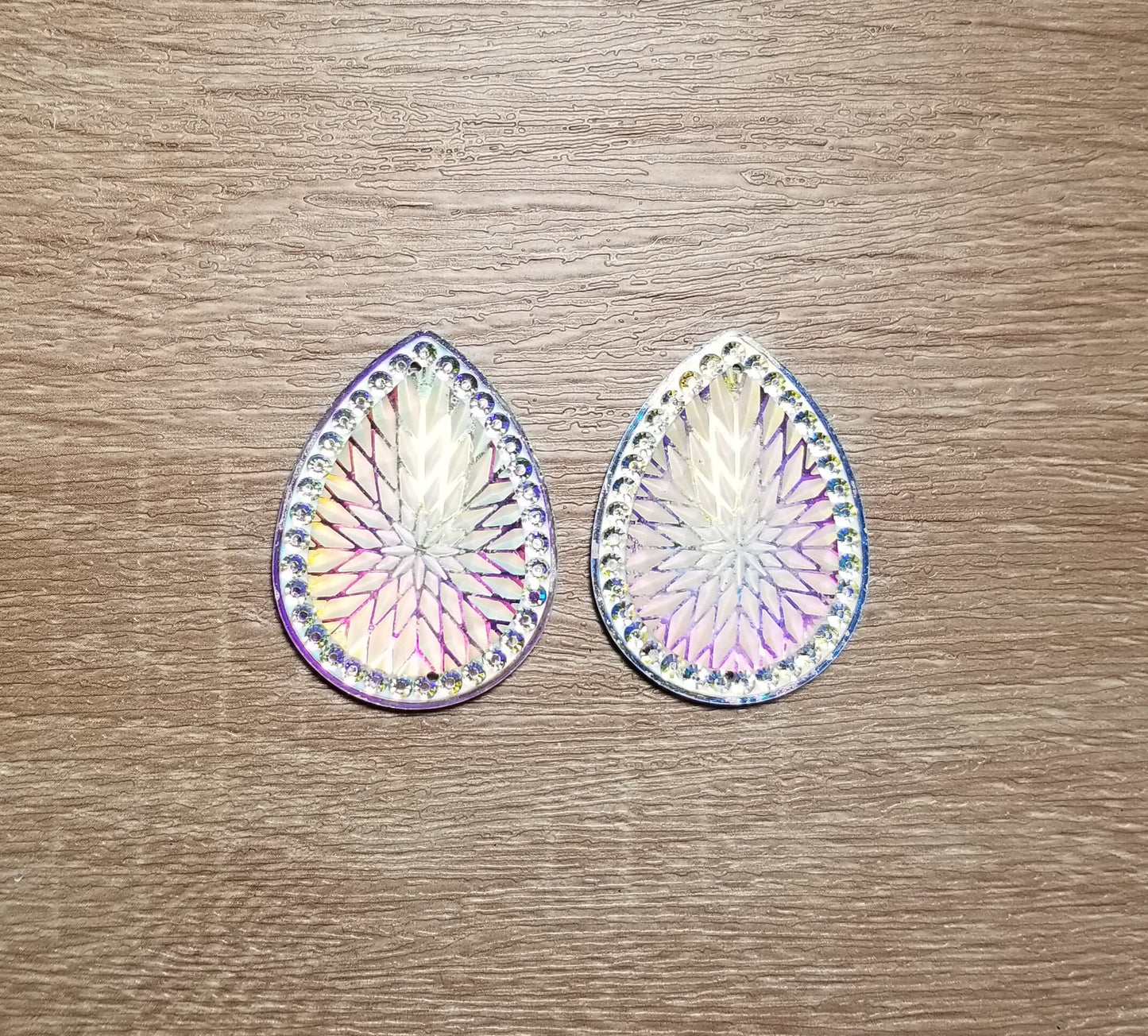 AB 30 x 40 mm Geometric pattern Tear Drop Flat Back Cabochons, Flower Print Cabochons, Resin Cabs for Indigenous Beaded Earring Supplies