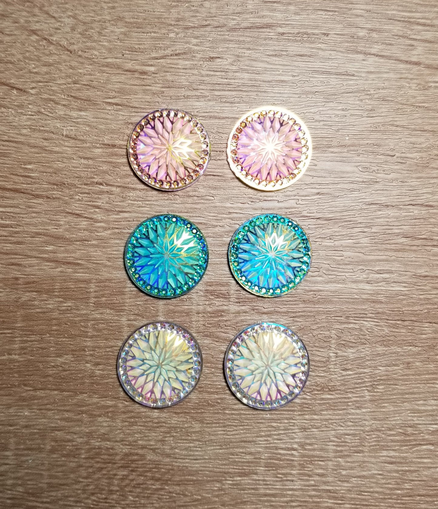 AB 20 mm Shiny Round Flat Back Cabochons, Round Resin Cabochons for Indigenous Beaded Earrings Supplies, 20 mm cabs Indigenous beaded crafts