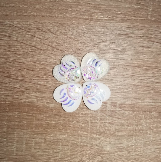 AB 25mm Heart Bear Claw Shiny Flat Back Cabochons, Heart Bear Resin Cabochons, Resin Cabs for Indigenous Beaded Earring Supplies