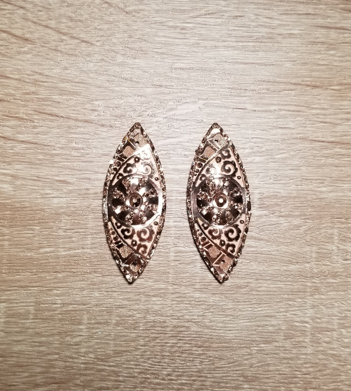 AB 19 x 49 mm Shiny Horse Eye Flat Back Cabochons, Flower Print Horse Eye Cabochons, Resin Cabs for Indigenous Beaded Earring Supplies