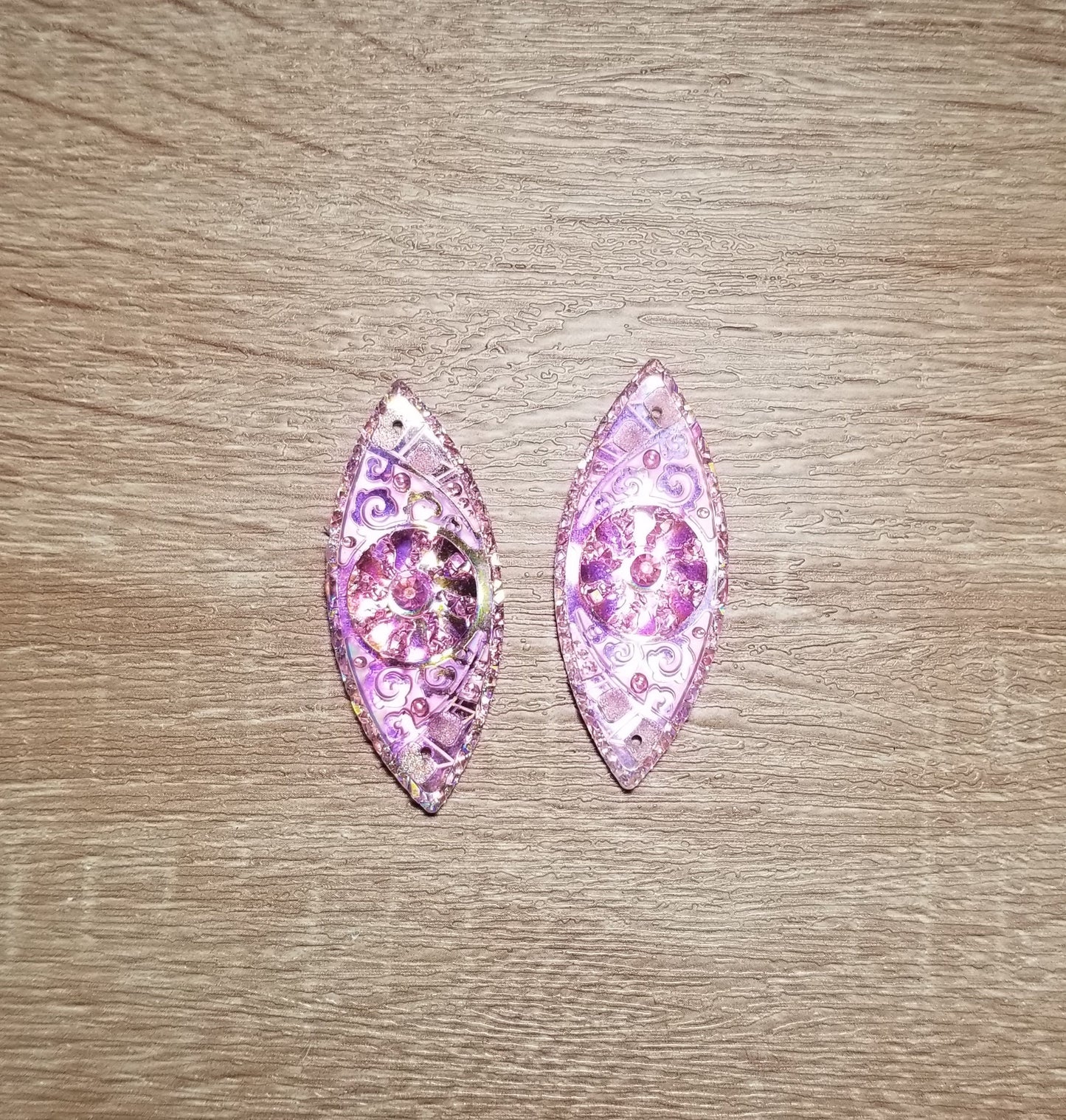 AB 19 x 49 mm Shiny Horse Eye Flat Back Cabochons, Flower Print Horse Eye Cabochons, Resin Cabs for Indigenous Beaded Earring Supplies