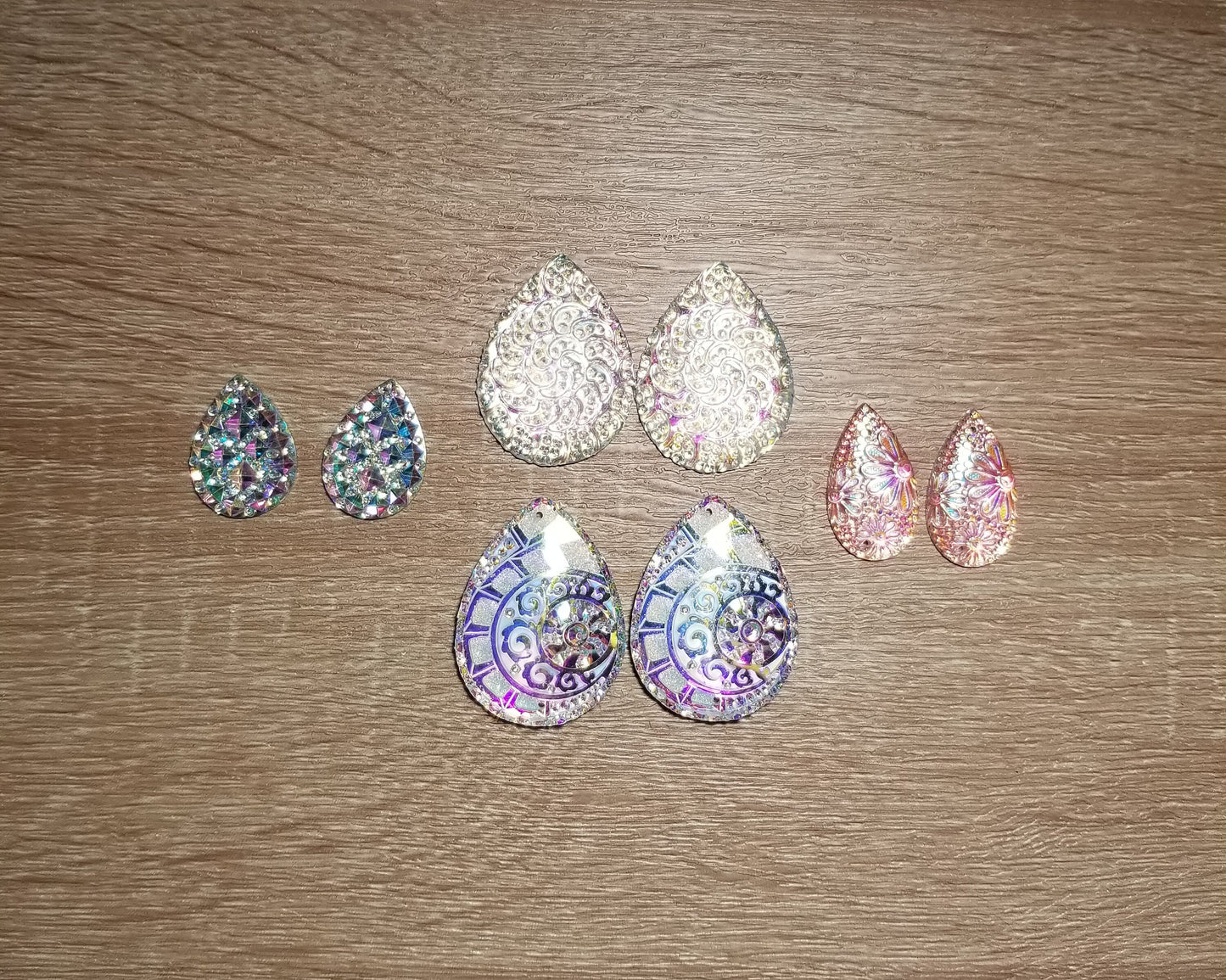 AB 30 x 40 mm Geometric pattern Tear Drop Flat Back Cabochons, Flower Print Cabochons, Resin Cabs for Indigenous Beaded Earring Supplies