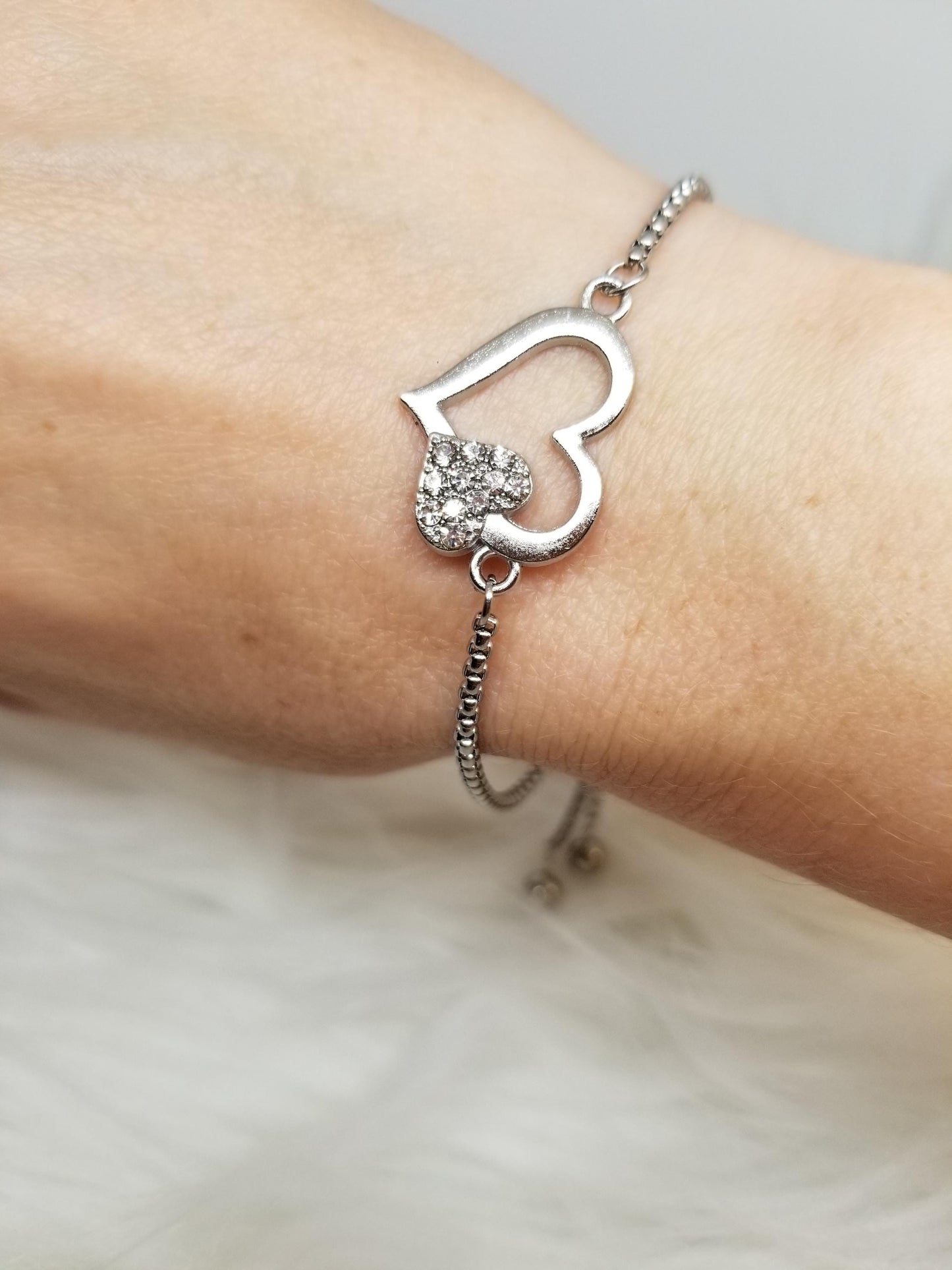 Stainless Steel Infinity Heart Beat Slider Bracelets,  Stethoscope Heart Bracelets, Two of Hearts Slider Bracelets, Two Of Hearts Cuffs