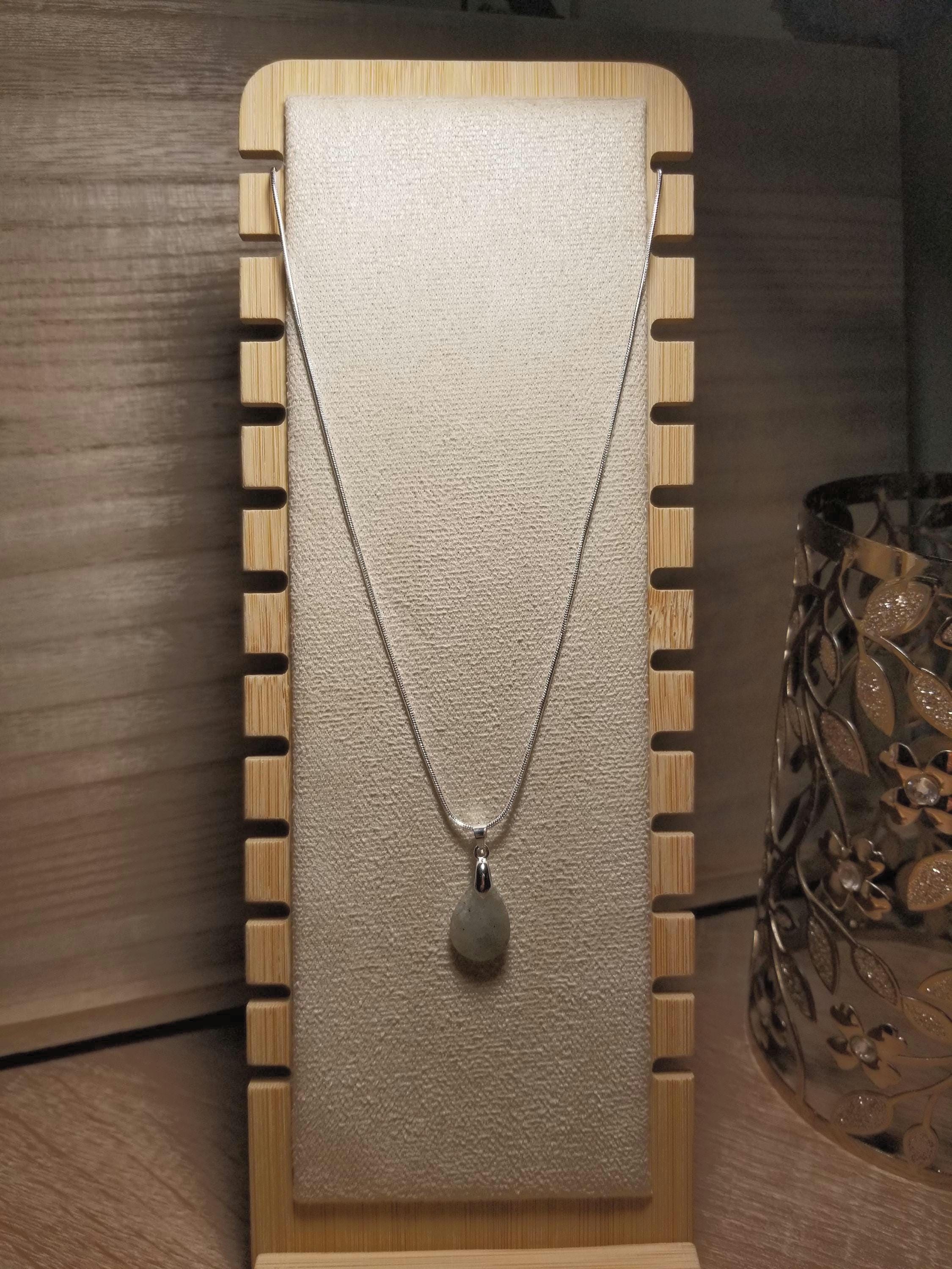 925 Silver 1mm Snake Chain Necklace with Labradorite Semi-precious