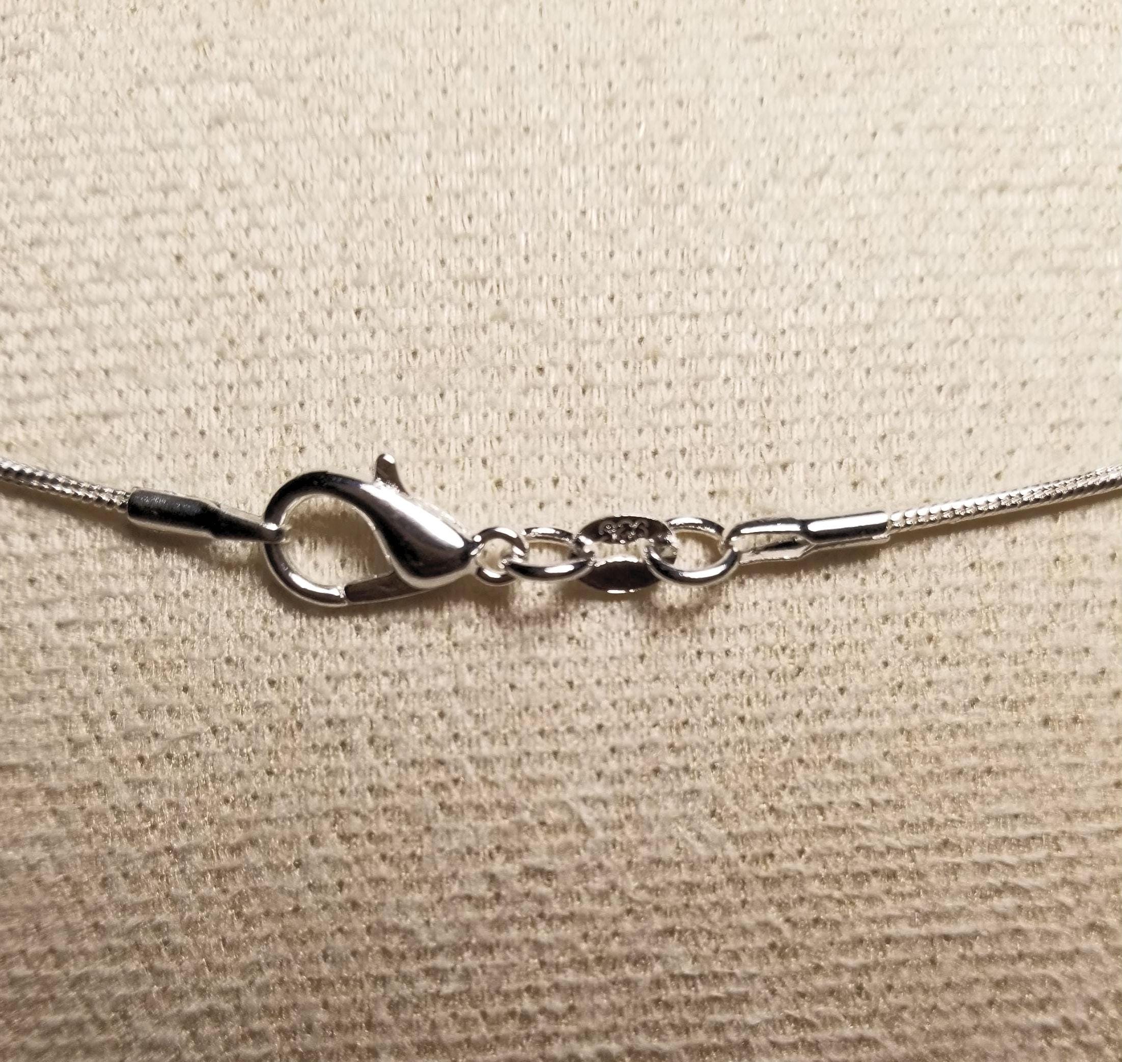 925 Silver 1mm Snake Chain Necklace with Labradorite Semi-precious