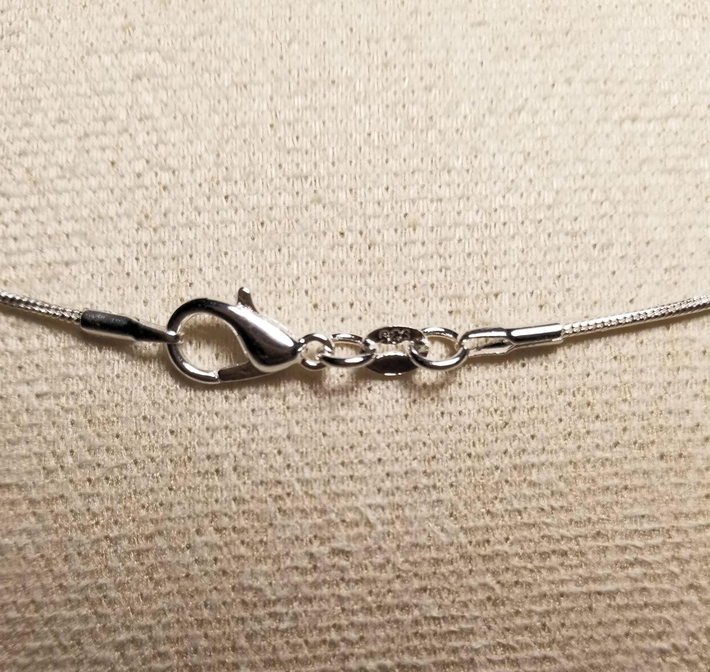 925 Silver 1mm Snake Chain Necklace with Labradorite Semi-precious Stone Pendant, 925 Silver Necklace with Faceted Labradorite Stone Charm