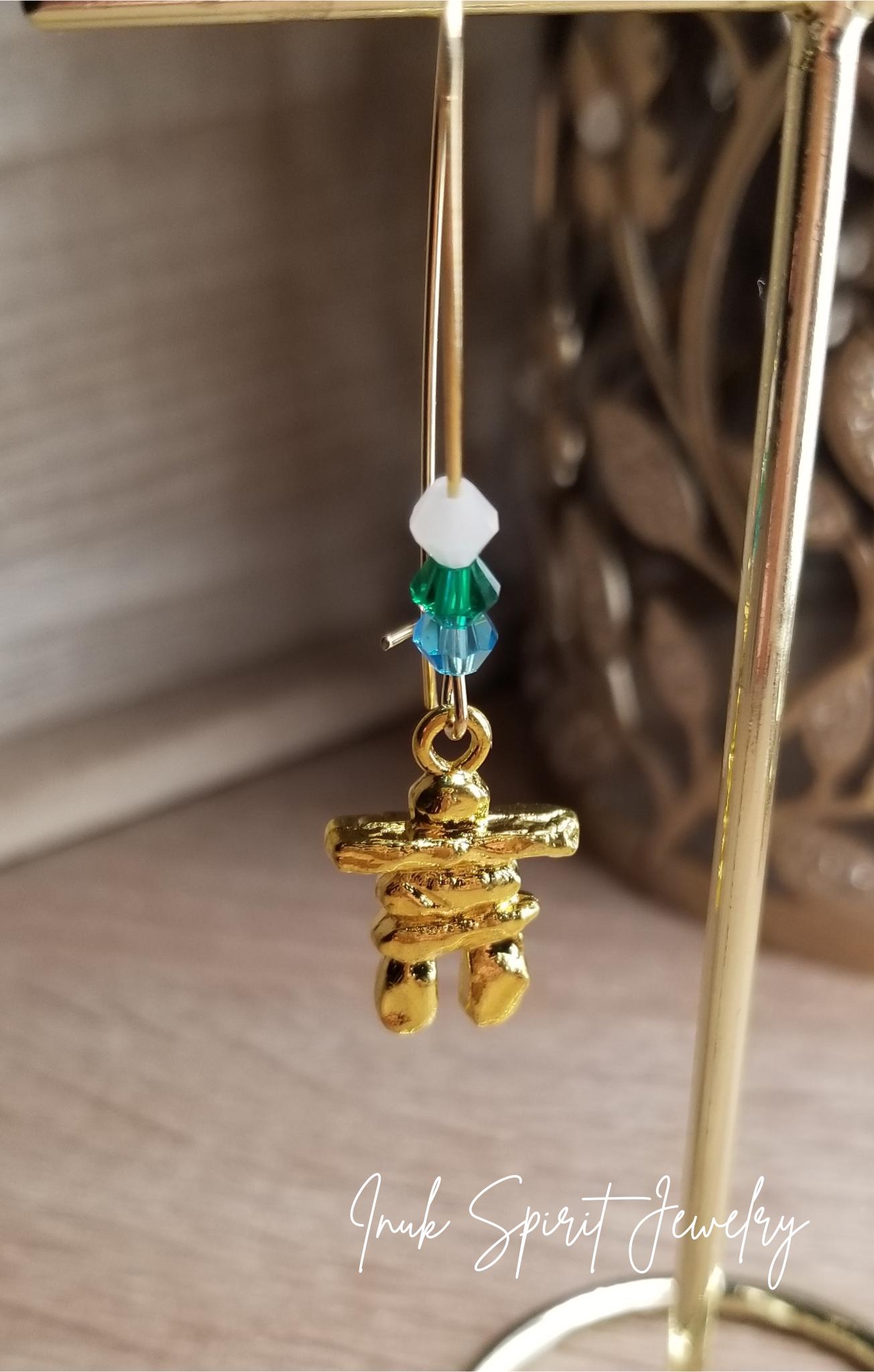 Inuk Spirit Hypo-Allergenic Inukshuk Earrings, Inuit Inukshuk Earrings, Inuit Symbolic Jewelry, Inuit Culture Inukshuk Earrings ©