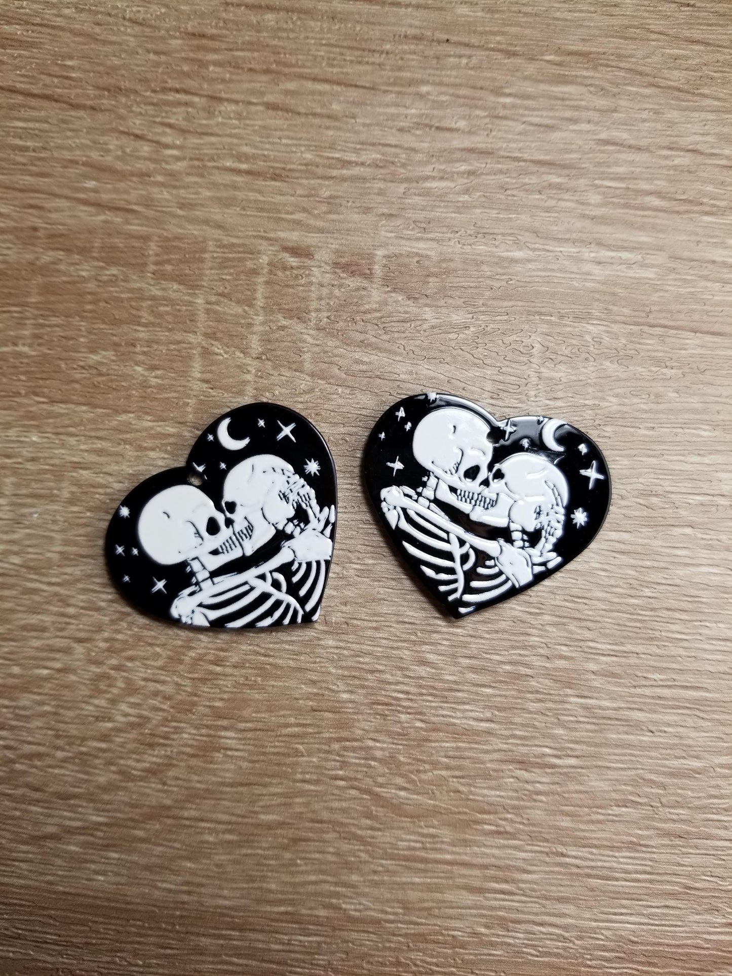 Black & White Skeleton Love 35 x 31 mm Heart cabochons, Heart Cabochons for Indigenous Beaded Earring Supplies, Indigenous beaded crafts