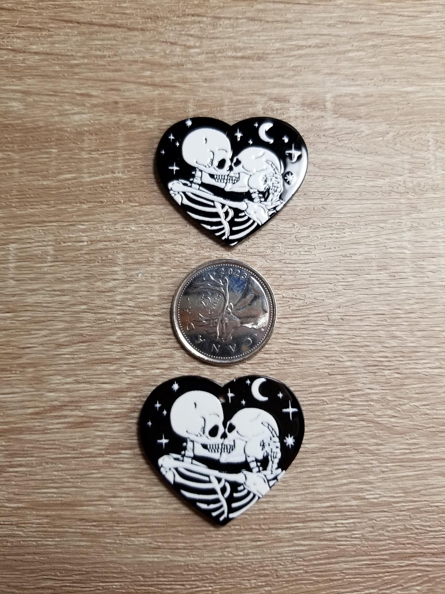 Black & White Skeleton Love 35 x 31 mm Heart cabochons, Heart Cabochons for Indigenous Beaded Earring Supplies, Indigenous beaded crafts