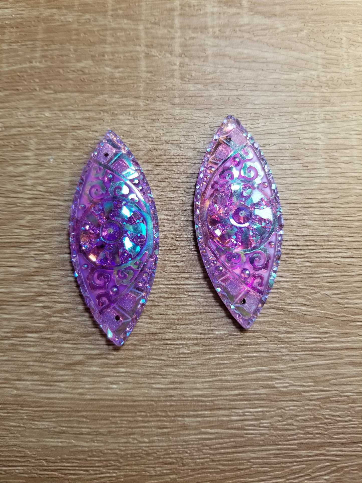 AB 19 x 49 mm Shiny Horse Eye Flat Back Cabochons, Flower Print Horse Eye Cabochons, Resin Cabs for Indigenous Beaded Earring Supplies