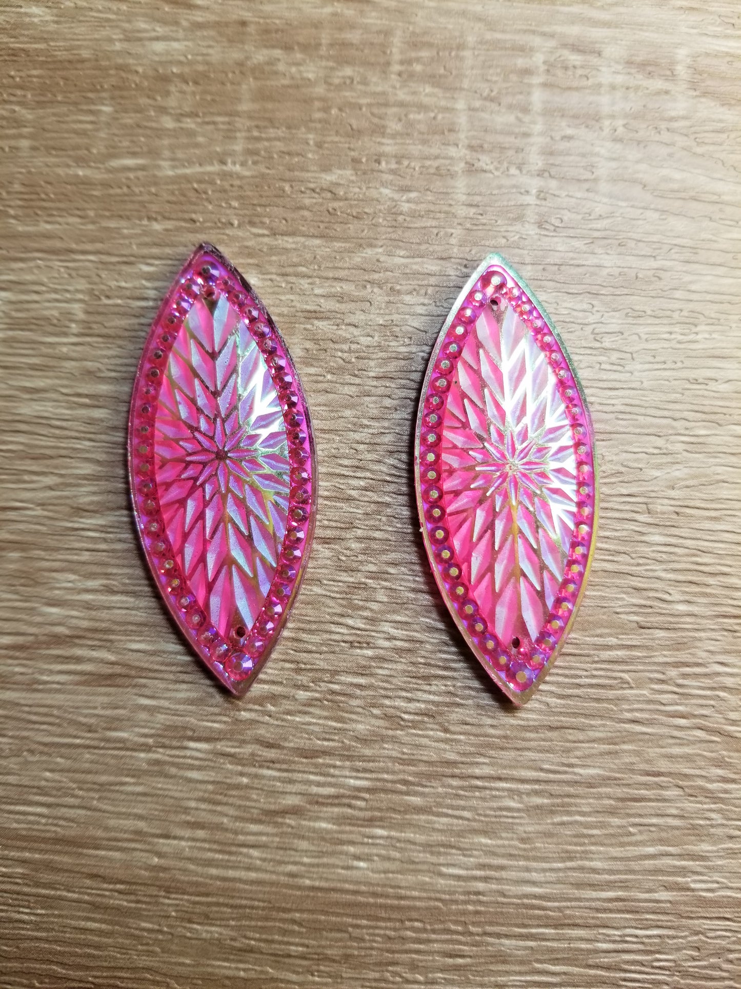 AB 19 x 49 mm Shiny Horse Eye Flat Back Cabochons, Flower Print Horse Eye Cabochons, Resin Cabs for Indigenous Beaded Earring Supplies