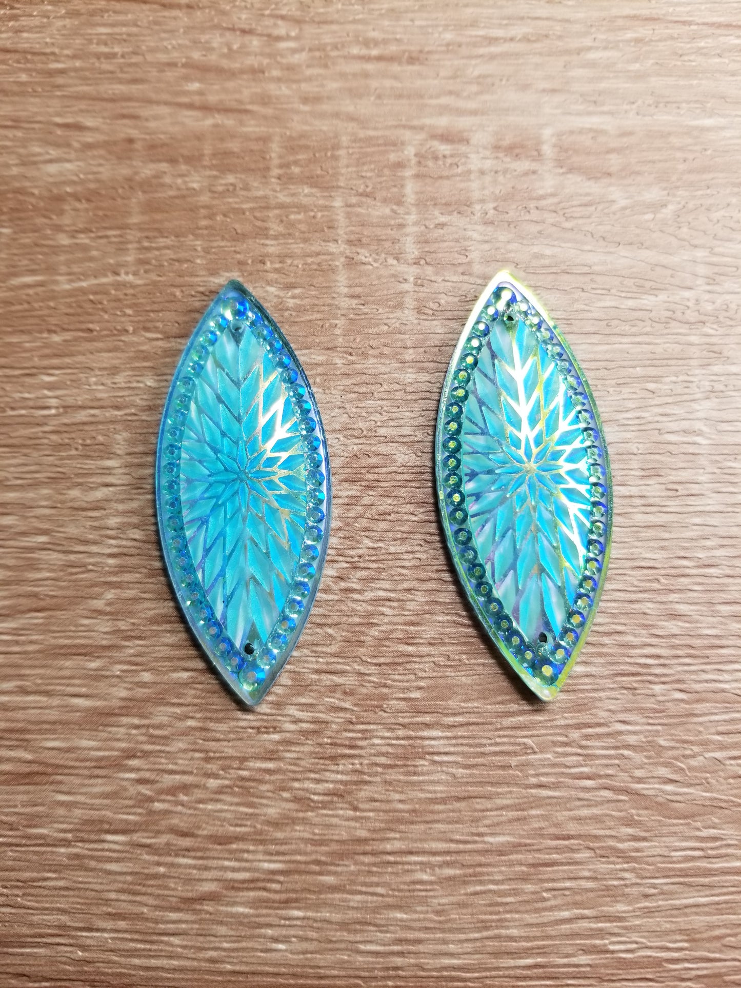 AB 19 x 49 mm Shiny Horse Eye Flat Back Cabochons, Flower Print Horse Eye Cabochons, Resin Cabs for Indigenous Beaded Earring Supplies